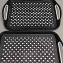 Food Trays for Eating on Couch - 2 Pack - Non Slip Dinner Trays for Eating Set of 2 Non Slip Serving Tray and Food Tray with Handles (Black)