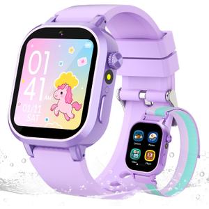 Kids Waterproof Smart Watch Girls Gift Age 3-12 with 39 Game HD Touch Screen Music Player Video Camera Pedometer Alarm Clock Toys Birthday Gifts for 6 7 8 9 Year Olds Purple