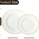 Lullaby 96PCS Ivory Scalloped Plastic Plates with Gold Rim, Disposable Elegant Plates Include 48pcs Dinner Plate 10.25", 48pcs Dessert Plate 7.5", Perfect for Daily Use, Wedding and Party