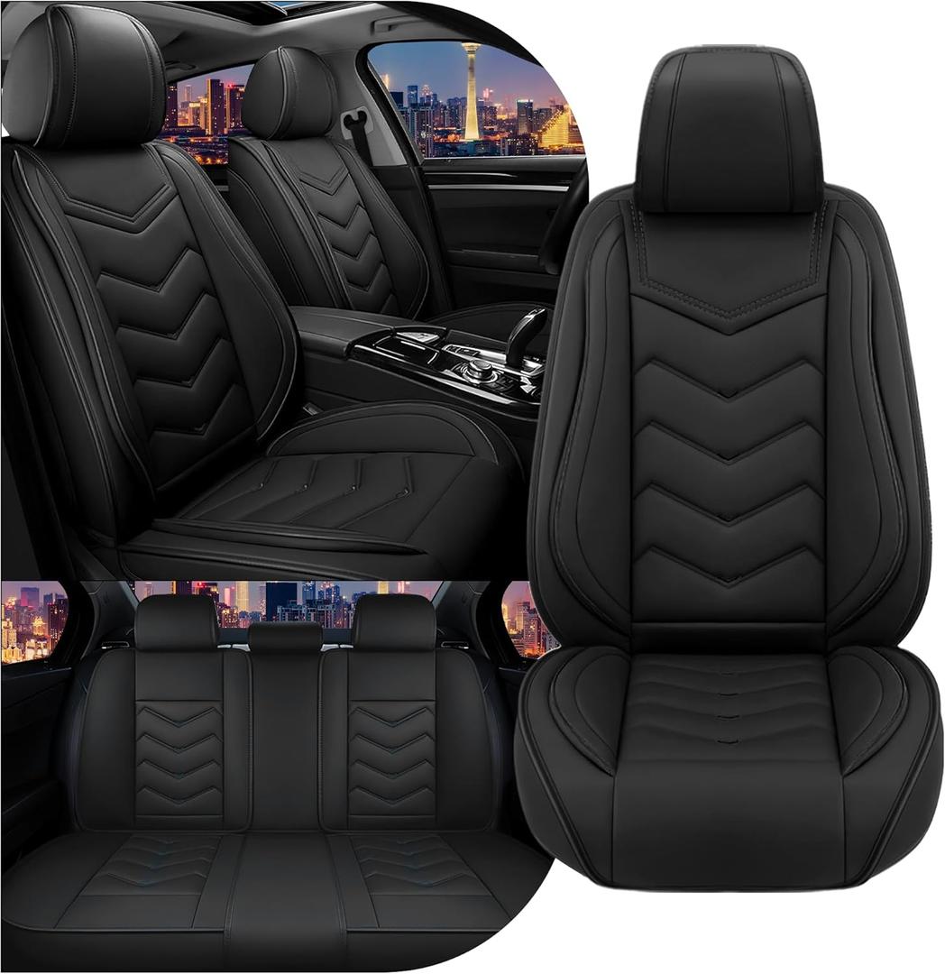Car Seat Covers for Chevy Trax 2015-2025, Stylish Sport Seat Cover, Premium Nappa Leather Car Seat Cover. Automobile Seat Covers Sets.(Standard 5 Seats/Pure Black)