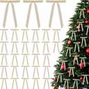 30 Pcs Christmas Velvet Wreath Bow, 5 x 7 Inch Vintage Velvet Ribbon Bows Rustic Crafts Gift Bows for Indoor Outdoor Wreaths Garland Holiday Xmas Tree Wrapping Crafts (Beige, Width of 5/8")