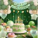 Sage Green Birthday Decorations With Banner, Triangle Flag, Sage Sand Gold Balloons, Love Star Foil Balloons With Stickers And Cake Topper For Party Decorations