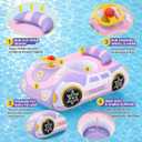 Toddler Pool Float Car with Steering Wheel No Flip Baby Pool Float with Seat&Backrest,Thick PVC Inflatable Police Car Baby Swim Float Kids Boat Float for 12-24 Months, Age 2-3, 3+ Years