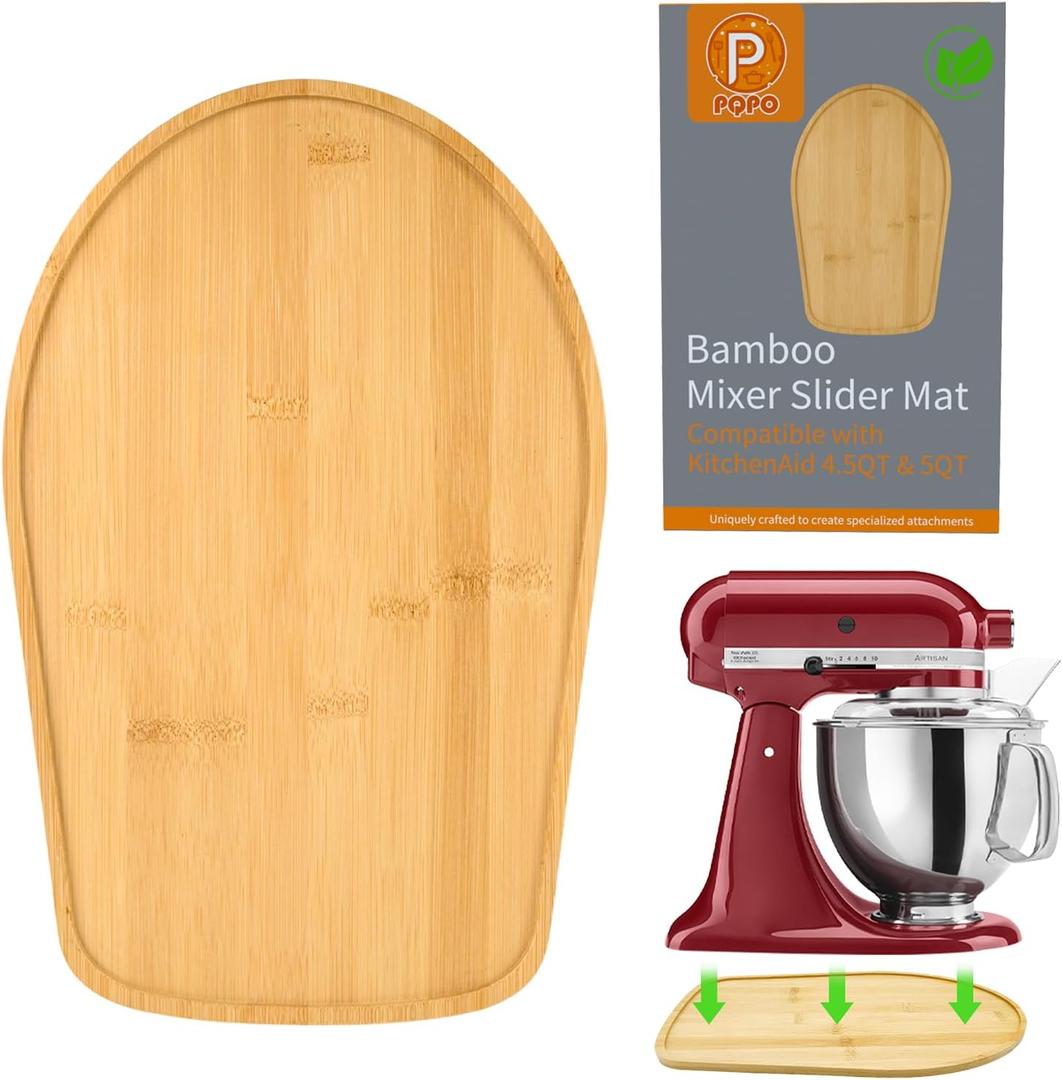 Bamboo Mixer Slider Compatible with KitchenAid 4.5-5 Quart Tilt-Head Stand Mixer, Mixer Moving Tray Attachments Kitchen Countertop Storage Accessories