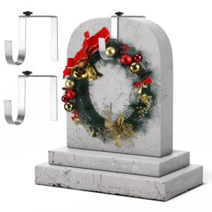 Blulu 7'' to 11'' Metal Headstone Wreath Hanger Christmas Memorial Day Adjustable Flower Wreath Holder Stands Gravestone Marker Cemetery Tombstone Saddles(2 Pcs)