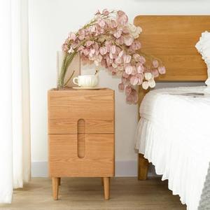 Cttasty Narrow Nightstand, Mid Century Modern Nightstand, Solid Wood Bedside Table, Side Table witn Drawers (Natural, 11.81inches)