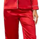 U2SKIIN Women Silk Pajamas Set, Long Sleeve Satin Pajamas for Women Sleepwear Button Down Pjs Set Two-piece (X-Large, Red)