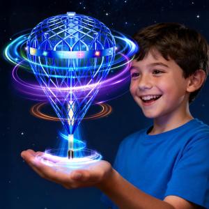 wow97e Flying Orb Ball Toy for Kids, Hand Controlled Hover Flying Ball with LED Lights, Indoor Outdoor Interactive Toy for Boys Girls, Rechargeable Motion Sensor Flying Toy Gift (New Blue)