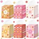 Glenmal 24 Pcs Daisy Gift Bags Bulk Boho Floral Party Favors, Daisy Flower Goodie Bag with Handles for Spring Wedding Birthday Party Decorations Supplies, 6 Styles