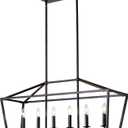 Xilicon Black Classic Dinning Room Chandelier 6 Light Farmhouse Pendant Lighting Chandelier Light Fixtures Ceiling Hanging with Square Cage Shades Fixtures for Kitchen Dining Room Entryway by Xilicon