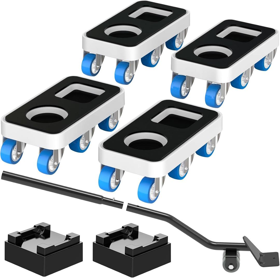 Kiss Core Furniture Dolly with Dual Groove Design: Furniture Sliders with 6 Wheels - for Various Types of Furniture Legs - for Moving Heavy Duty Sofa Bed - Load Capacity Up to 950lb,1.5in wheels with dual groove + 1 pry bar