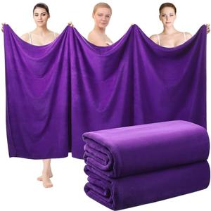 Mixweer 2 Pcs Oversized Bath Towels, 40 x 80 Inch Giant Microfiber Jumbo Bath Sheets Ultra Soft Bathroom Microfiber Quick Dry Absorbent Shower Towels for Spa Camping Beach (Dark Purple)