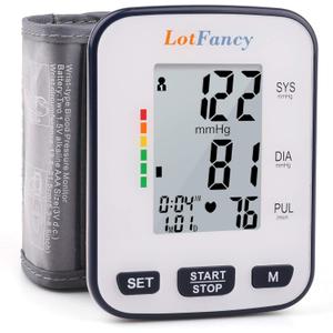 LotFancy Wrist Blood Pressure Monitor for Home Use, Blood Pressure Machine Adjustable Wrist Cuff (5.3-8.5) Digital BP Machine with Large LCD Display, 120 Memory with Carrying Case