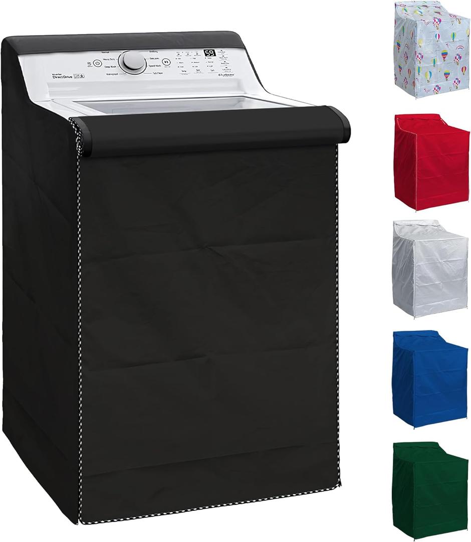 BlueStars Washing Machine Cover For Top-load - Premium Outdoor Protection For Most Washer Dryer Cover - W29x D28x H43 (Black)