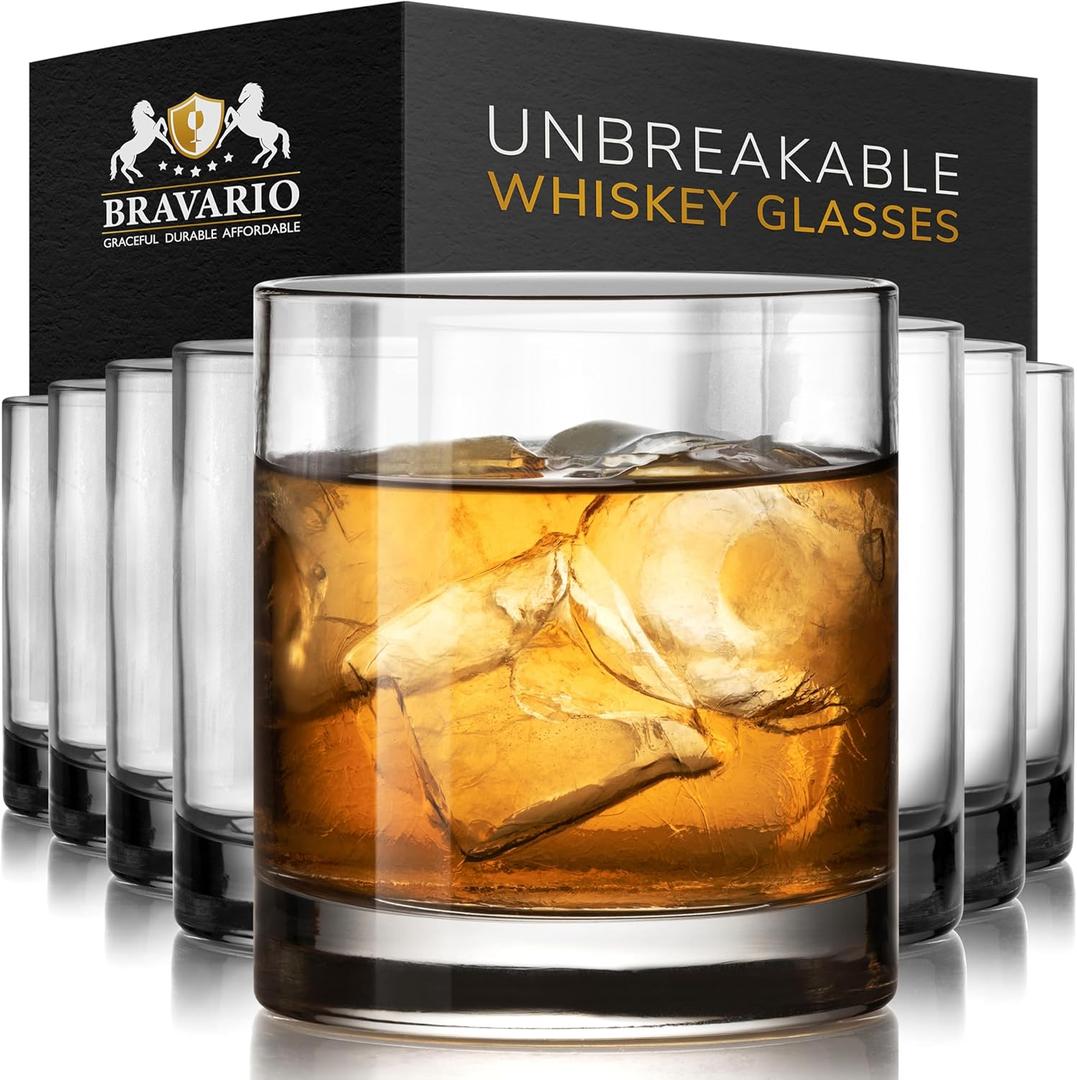 Unbreakable Tritan Plastic Whiskey Glasses | Shatterproof Double Rocks | Dishwasher-Safe | BPA-free | Perfect for Cocktail Bourbon | 12.5 oz, Set of 8