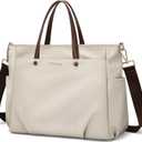 15 Inch Laptop Tote Bag for Women, Lightweight Nylon Work Shoulder Bag, Water-Resistant Computer Handbag with Pockets for Business Travel & Commute (Apricot)