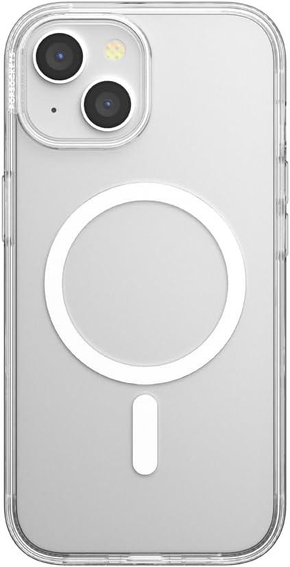 PopSockets iPhone 15 Case with Round Phone Grip Compatible with MagSafe, Phone Case for iPhone 15, Wireless Charging Compatible - Clear 15