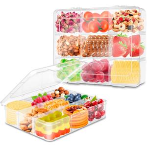 AQSXO 12 Pcs Snack Box Container, 9 Compartments Snack Containers Reusable Meal Prep Lunch Containers.