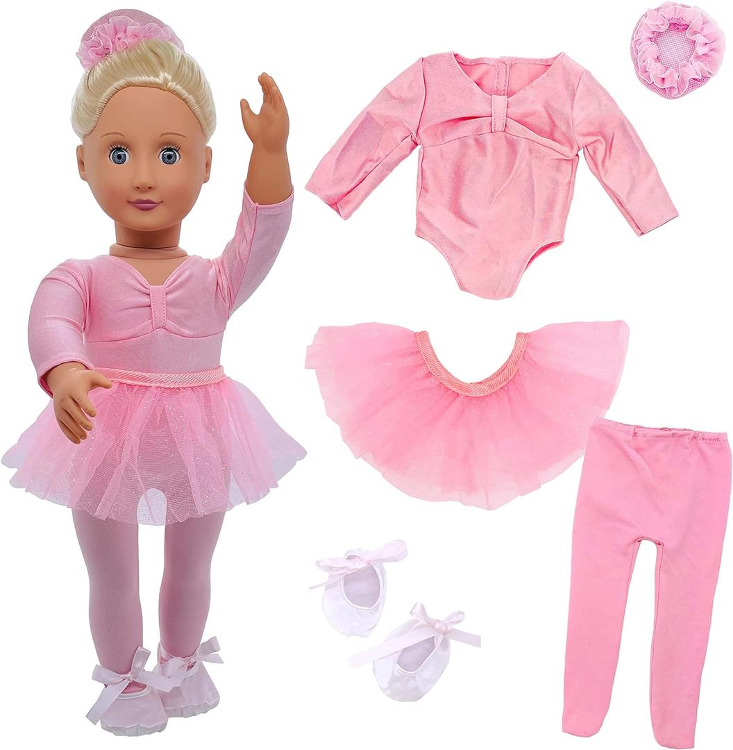 18" Doll Clothes Ballet Ballerina Outfits 5pcs Dance Dress for American OG18 Inch Doll Accessories Sets Girl Doll Clothes Gifts