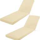 Outdoor Chaise Lounge Cushion Set of 2, Fadesafe Water-Repellent Lounge Deck Reclining Chair Cushions for Patio Furniture Lawn Pool Resort Hotel, 72x21x3 Inch, Beige