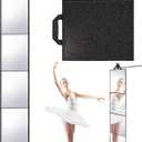 Foldable Full Length Mirror 2-in-1 Wall-Mounted or Tabletop Mirror, Portable Travel Mirror with Handle for Dance Home Bedroom Wardrobe Stage Makeup Checks Camping Outdoor Use (47" x 12.5", Four-Fold)