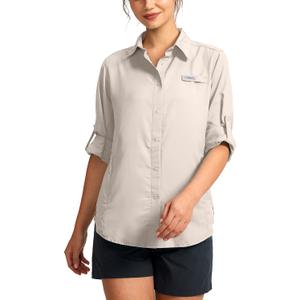 Womens Sun Protection Fishing Shirt with Zipper Pockets Lightweight SPF Long Sleeve Shirts for Hiking Safari, Size: M