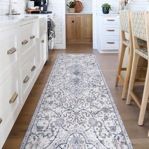 Runner Mat for Hallways Kitchen2'x 10' Non Slip Waterproof Rug-Like Pattern Floor Mat for Entryway, Vintage Printed Soft Kitchen Area Rug for Laundry, Bathroom, Bedroom, Living Room
