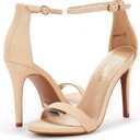 DREAM PAIRS Women's High Heels Flower Ankle Strap Stilettos Round Open Toe Dressy Sexy Sandals (Beige, XS)