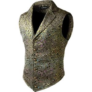 VATPAVE Mens Victorian Suit Vest Steampunk Gothic Waistcoat (Large, Multicolor)