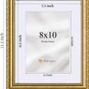 Eletecpro 8x10 Picture Frames Set of 4, Gold Frames 8 x 10 with Glass Cover, Vintage Photo Frame Displays 5x7 Photo with Mat or 8x10 without Mat for Tabletop or Wall Decor, Gold