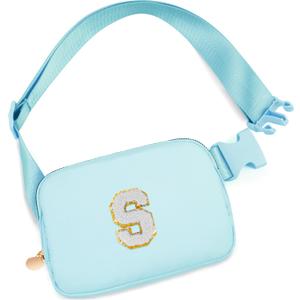 Birthday Gifts for 4 5 6 7 8 9 10 11 12 Year Old Girls,Gifts for Teens Kids Daughter Sister Her,Fanny Pack Belt Bag Crossbody Bags Cute Stuff for Girls Women Teen | Initial White S,Blue Bag
