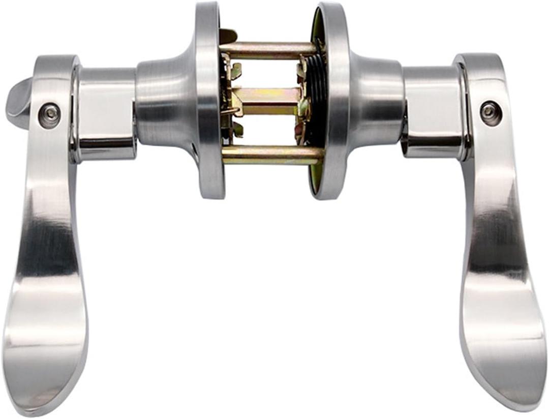 Modern Metal Door Lever Reversible Handle Easy Install Smooth for Interior/Exterior Homes Modern Door Handle for Home (Silver)
