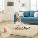 Baby Play Mat for Floor Nursery Rug Muscle Mat Area Rug Playroom Rug 79"x110" Playpen Mat Memory Foam 1.3" Thick Crawling Mat for Babies,Toddlers, Infants, Kids,Light Beige