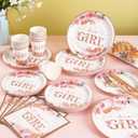 175 PCS Baby Shower Decorations for Girl, Floral Baby Shower Plates and Cups and Napkins Sets Serve 25, It's a Girl Plates Set for Baby Girl Gender Reveal Birthday Party Decorations