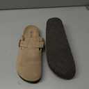 Genuine Suede Clogs for Women Men Soft Cork Footbed Leather Mules Comfort Potato Shoes with Arch Support 38 Taupe