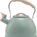 3.2 Quart Whistling Tea Kettle for Stove Top Stainless Steel Tea Pots With Wood Pattern Anti-slip Handle, Green…