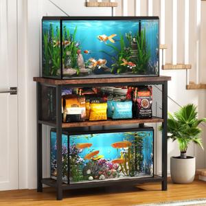 BSONE 20-29 Gallon Fish Tank Stand, Aquarium Stand Shelf, 0.71" Thickened Tabletop, 31" W x 17" D x 31" H, Rustic Brown