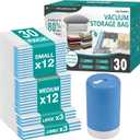 Cozy Essential Travel Vacuum Storage Bags with Rechargeable Cordless USB Pump, Space Saver Bags for Luggage, Suitcase, Carry-On, for Clothes, Blankets, Bedding & Seasonal Storage,30 Combo