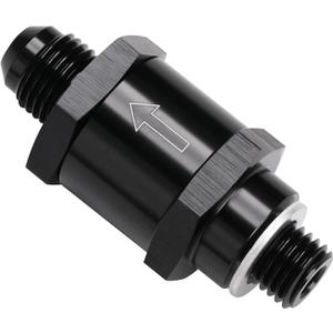 M12x1.5 Metric to 6AN Male Non Return One Way EFI Inline Check Valve Fitting Aluminum Black