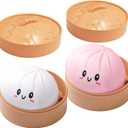 2 Pcs Dumpling Squishy, Mystery Squishy Dumpling Box, Fidget Toys Adults & Teens & Kids, Stocking Stuffers, Sensory Stress Squeeze Toys for Stress Relief (WhitePink)