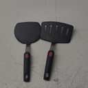 Silicone Spatula Turner Set of 2, Heat Resistant Pancake Spatulas for Nonstick Cookware Pan, Wide Slotted Cooking Spatula for Omelette Egg Fish, Thin Flexible for Kitchen Use, Dishwasher Safe, Black