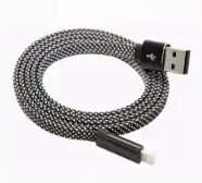 CELLCandy Silver Braided Lightning Phone Charge & Sync Cable 10 ft