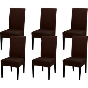 JQinHome 6 Pcs Dining Chair Slipcover,High Stretch Removable Washable Chair Seat Protector Cover for Home Party Hotel Wedding Ceremony (Pack of 6, Coffee)