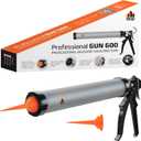 Professional Gun 600 Sausage Caulk Gun 20 oz. - Manual Polyurethane & Silicone Gun for Sausage Sealants - 18:1 Thrust Ratio Application Tool with Comfortable Grip