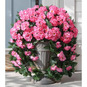 Artificial Fake Flowers Geraniums for Outdoors Summer Decor, 2 PCS Faux Hanging Plants Pink Silk Outside Vines UV Resistant Realistic Faux Flowers for Outdoor Planters Porch Patio Garden Balcony