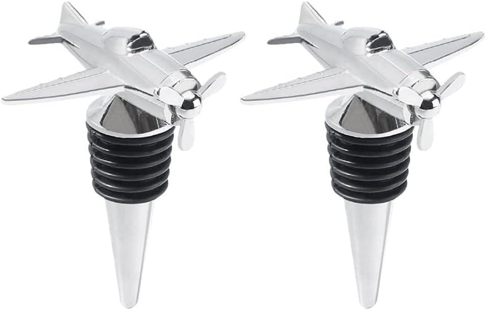 2Pcs Metal Wine Stopper Wine Bottle Stopper Airplane Bottle Decorative for Bar Home Party