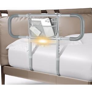 Bed Rails for Elderly Adults Safety, Extended Bed Assist Rail for Seniors with Motion Sensor Light - Adjustable Side Bed Guard Rails Handle Support Bar with Storage Bag, Fit King Queen Full Twin Bed