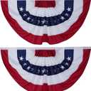 Bradford American Bunting Flags 3x6 ft 2 Pack for Outdoor, Embroidered USA Bunting Flags with 3 Brass Grommets, US Pleated Fan Flag Patriotic Half Fan for 4th of July Memorial Day 250 Anniversary