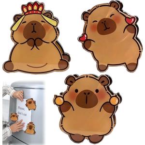 3 Pieces Animal-Themed Magnetic Clips - Acrylic Decorative Fridge Magnets for Photos, Notes & Memos | Creative Kitchen, Office and School Whiteboard Decor (Brown Animal-A)