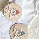 FELIXTA SET 2 OF He's Here/She's Here Wooden Baby Announcement Sign, WHITE (03)